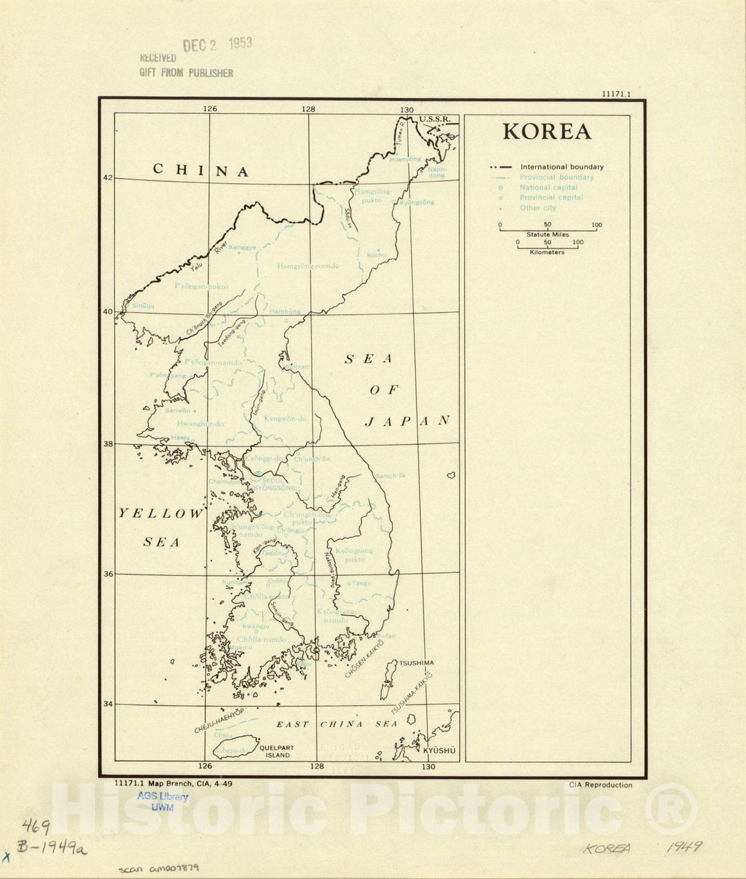 Map : Korea 1949 1, Korea, Antique Vintage Reproduction