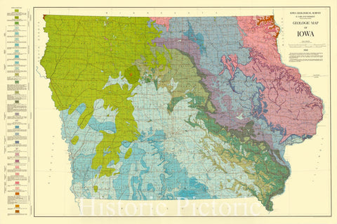 Map : Iowa 1969, Geologic map of Iowa , Antique Vintage Reproduction