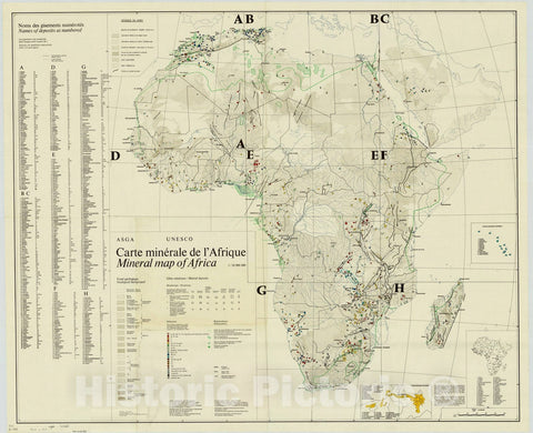Map : Africa 1968, Mineral map of Africa , Antique Vintage Reproduction