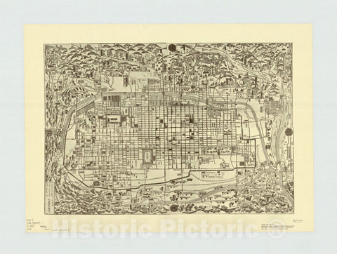 Map : Kyoto, Japan 1863, 1974, Kyoto, Japan in 1863 , Antique Vintage Reproduction