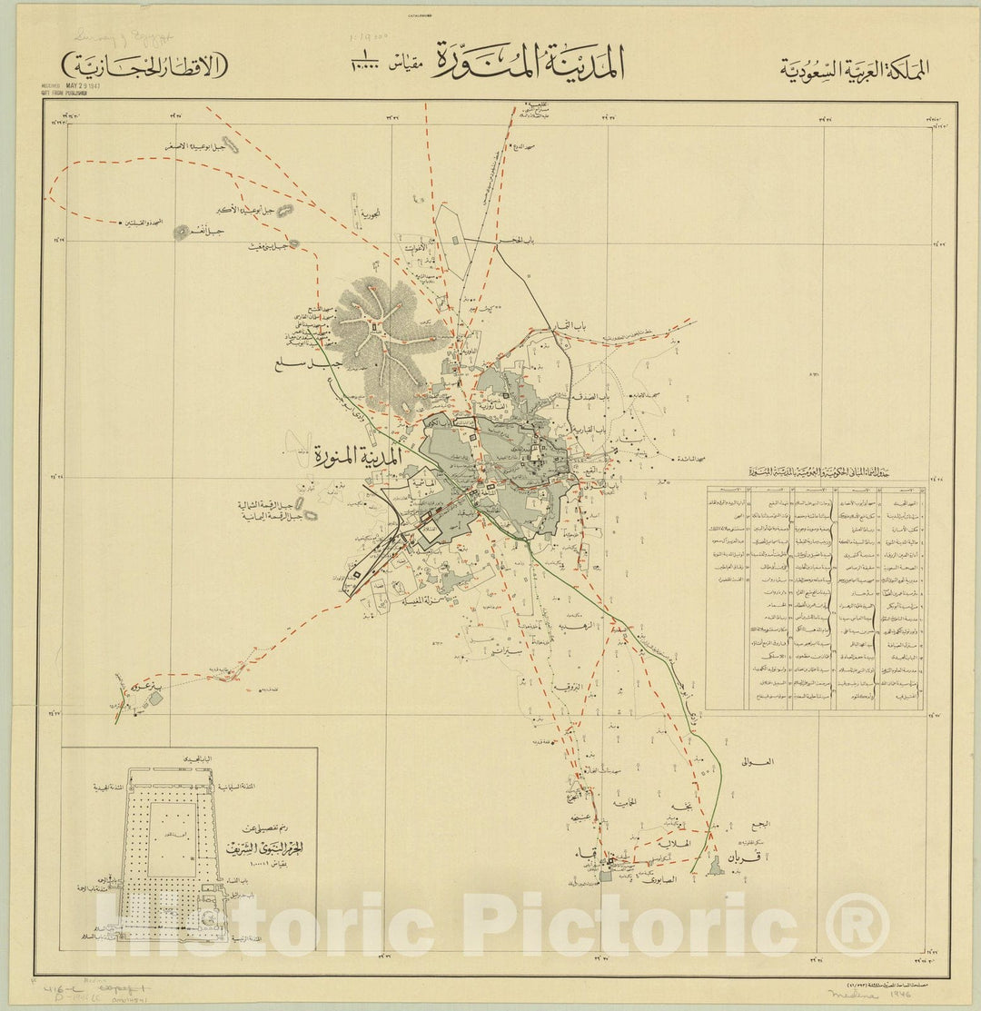 Map : Medina, Saudi Arabia 1946, [Medina 1:10,000]., Antique Vintage Reproduction