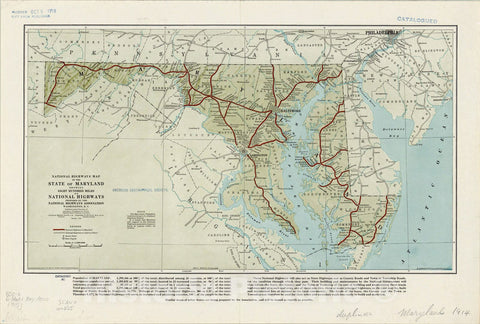 Map : Maryland 1915, National Highways map of the state of Maryland : showing eight hundred miles of national highways