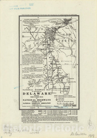 Map : Delaware 1919, National highways map of the state of Delaware : showing three hundred miles of national highways