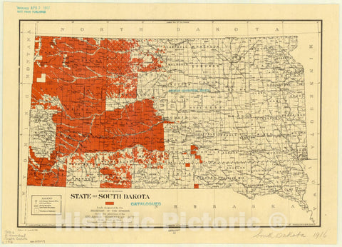 Map : South Dakota 1916, State of South Dakota : lands designated by the Secretary of the Interior under the provisions of the enlarged Homestead Act