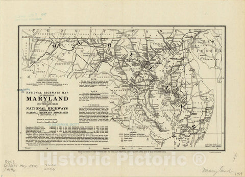 Map : Maryland 1919, National highways map of the state of Maryland: showing one thousand miles of national highways