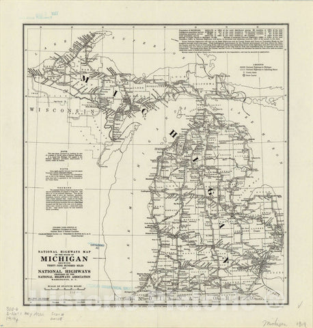 Map : Michigan 1919, National highways map of the state of Michigan: showing thirty-nine hundred miles of national highways