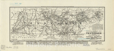 Map : Tennessee 1919, National highways map of the state of Tennessee : showing twenty-eight hundred miles of national highways