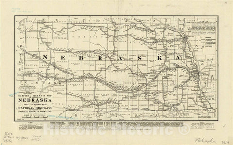 Map : Nebraska 1919, National highways map of the state of Nebraska: showing thirty-two hundred miles of national highways