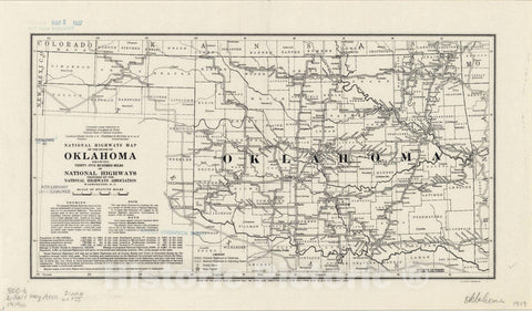 Map : Oklahoma 1919, National highways map of the state of Oklahoma : showing thirty-five hundred miles of national highways