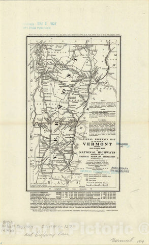 Map : Vermont 1919, National highways map of the state of Vermont : showing nine hundred miles of national highways