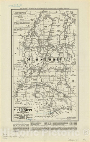 Map : Mississippi 1919, National highways map of the state of Mississippi: showing two thousand miles of national highways