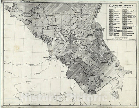 Map : Caucasia 1941, Caucasian peoples, Antique Vintage Reproduction