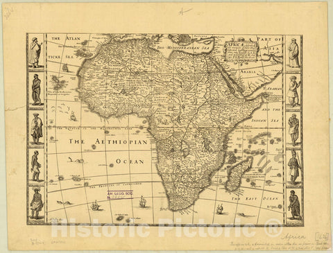Map : Africa 1626 1890, Africae, described, the manners of their habits and buildinge : newly done into English , Antique Vintage Reproduction