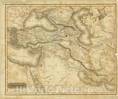 Map : Middle East 1820, Western Asia , Antique Vintage Reproduction