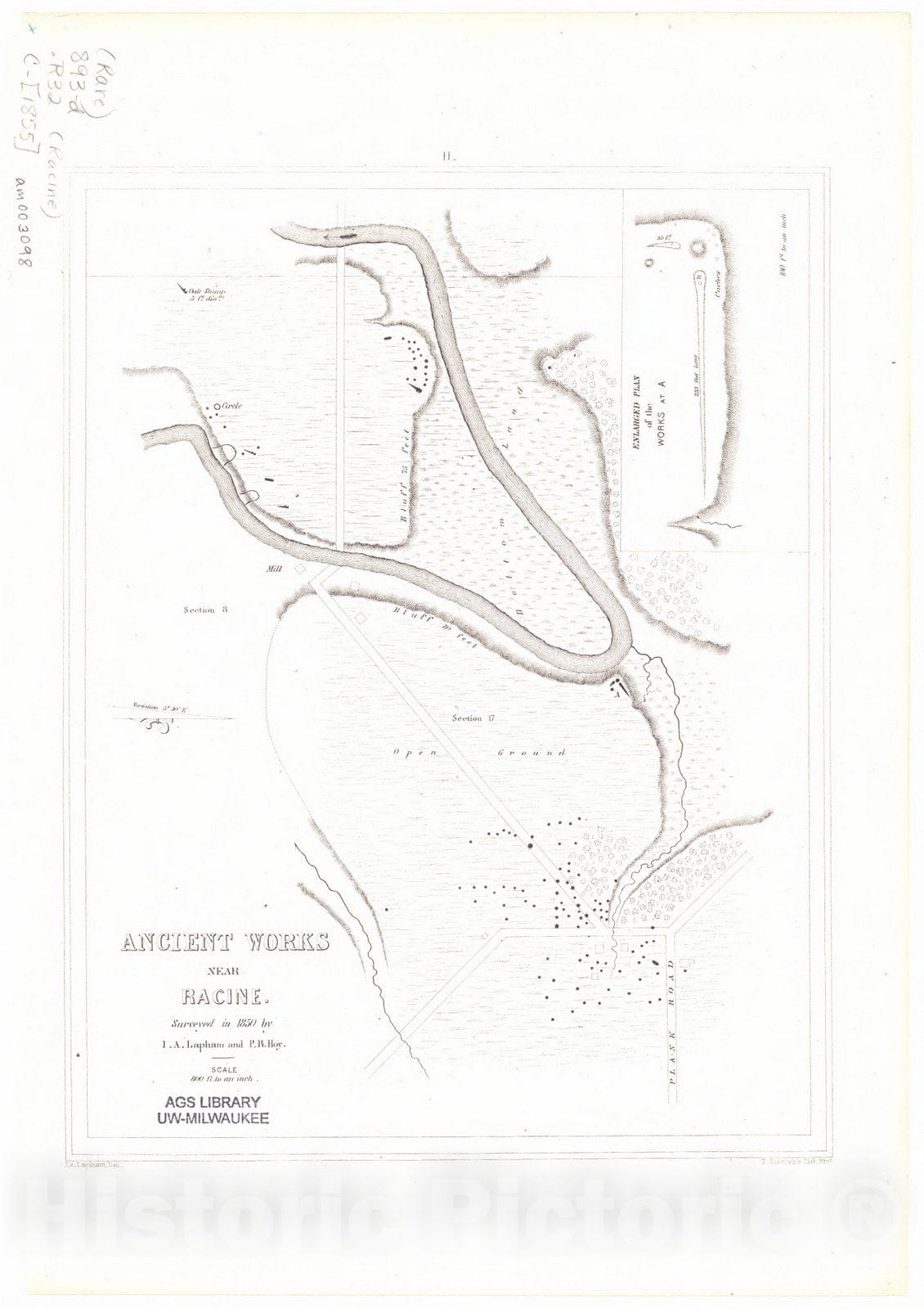 Map : Racine, Wisconsin 1855, Ancient works near Racine , Antique Vintage Reproduction