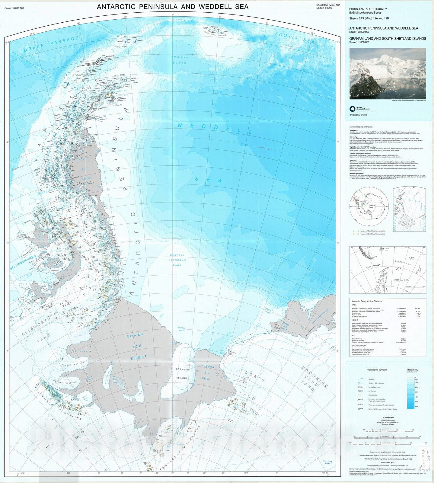 Map : Antarctic Peninsula 2005 2, Antarctic Peninsula and Weddell Sea , Antique Vintage Reproduction