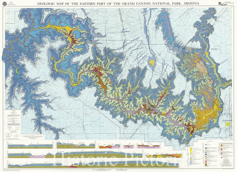 Map : Grand Canyon National Park, Arizona 1980, Geologic map of the eastern part of the Grand Canyon National Park, Arizona , Antique Vintage Reproduction