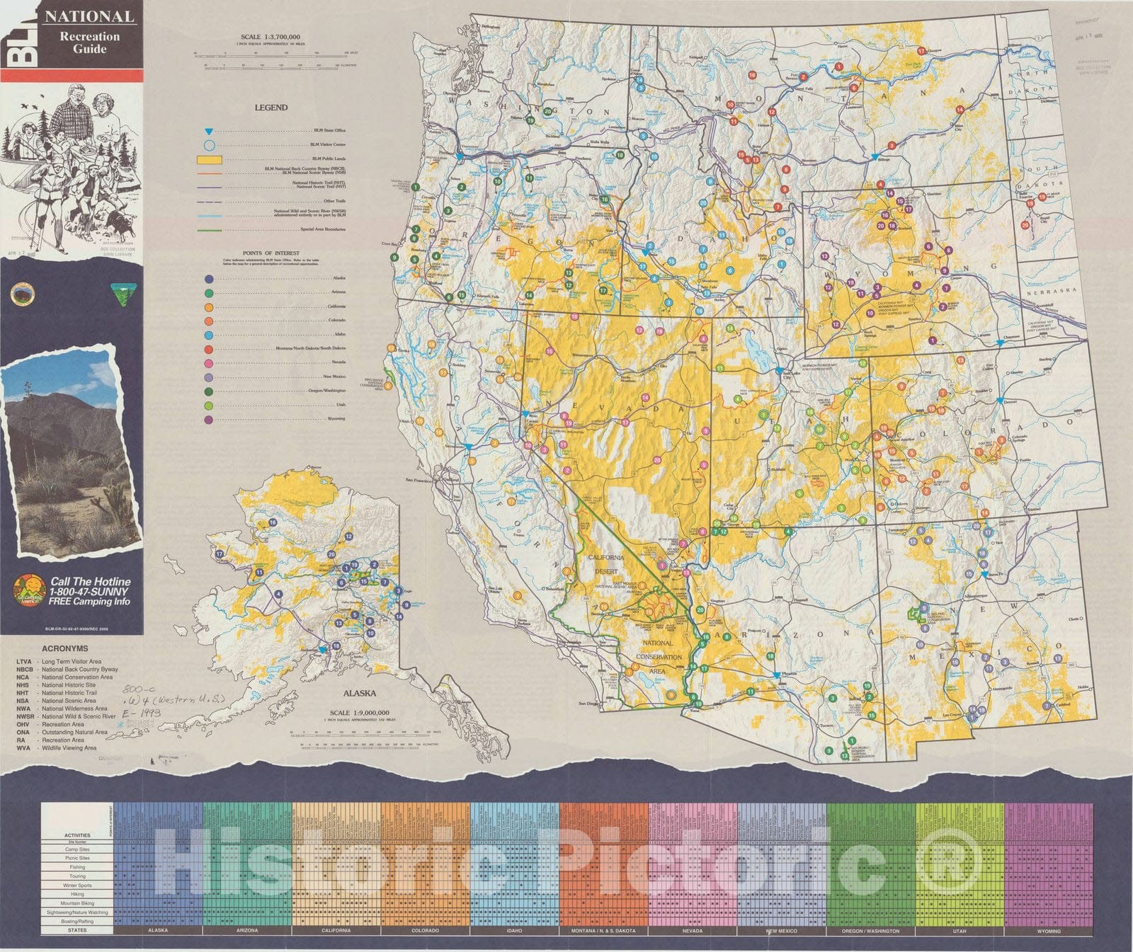 Map : United States, western 1993 2, BLM national recreation guide : [western United States and Alaska] , Antique Vintage Reproduction