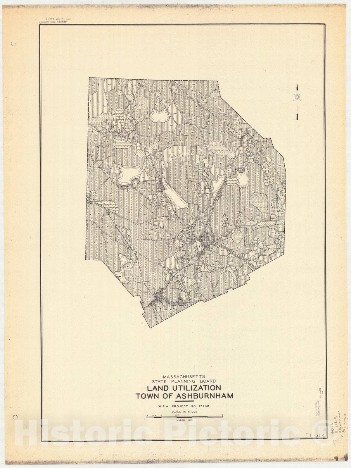 Map Ashburnham, Massachusetts 1939 3, Town of Ashburnham , Antique V Historic Pictoric
