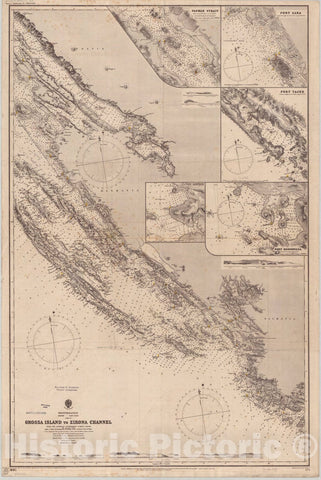 Map : Adriatic sea, east coast 1901, Mediterranean, Adriatic, east coast, sheet III, Grossa Island to Zirona Channel from the Austrian government survey 1867-68