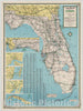 Map : Florida 1935 1, Road map of Florida and the Southeastern States , Antique Vintage Reproduction