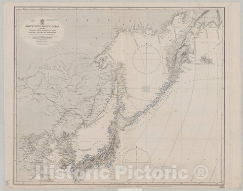 Map : East Asia 1915, North west Pacific Ocean, including Yellow, Japan, & Okhotsk Seas, the Kuril Islands and Kamchatka , Antique Vintage Reproduction