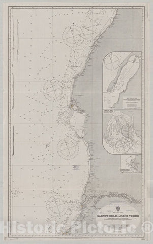 Map : Africa, west coast 1916, Africa, west coast, Garnet Head to Cape Verde , Antique Vintage Reproduction
