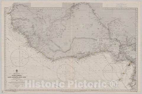 Map : Gambia 1916, Africa, west coast, coast of Gambia, River Gambia to Cape Lopez and Anno Bom, including the Bight of Biafra , Antique Vintage Reproduction