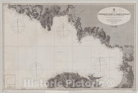 Map : Turkey 1905, Asia Minor, Paspargo Islet to Samos Strait, including the Gulf of Skala Nuova , Antique Vintage Reproduction