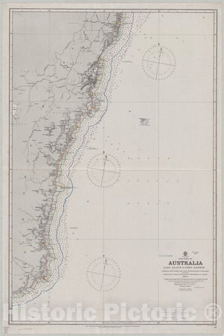 Map : Australia, east coast 1915, East coast of Australia, Gabo Island to Port Jackson , Antique Vintage Reproduction