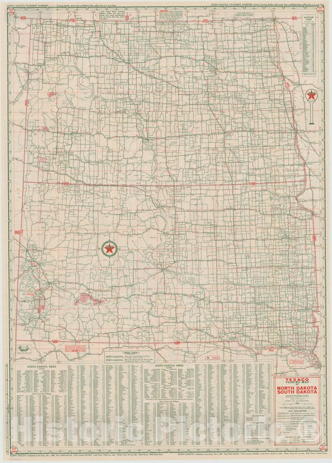Map : United States 1950 6, Dakotas with Idaho-Montana-Wyoming, Antique Vintage Reproduction