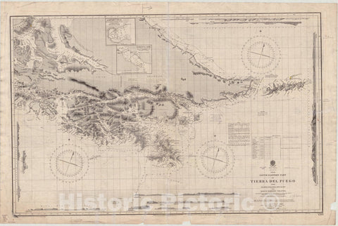 Map : Tierra del Fuego, Argentina 1915, The south-eastern part of Tierra Del Fuego , Antique Vintage Reproduction