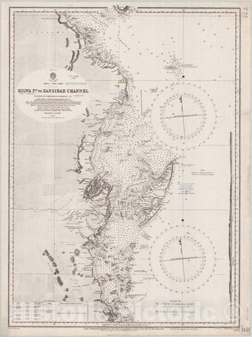 Map : Africa, east coast 1916, Africa, east coast, Kilwa (Ras Tikwiri) Pt. to Zanzibar Channel , Antique Vintage Reproduction