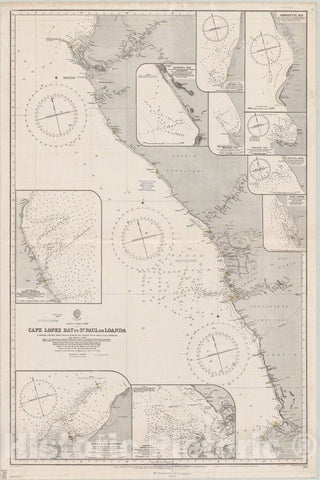 Map : Africa, west coast 1914, Africa, west coast, Cape Lopez Bay to St. Paul de Loanda , Antique Vintage Reproduction