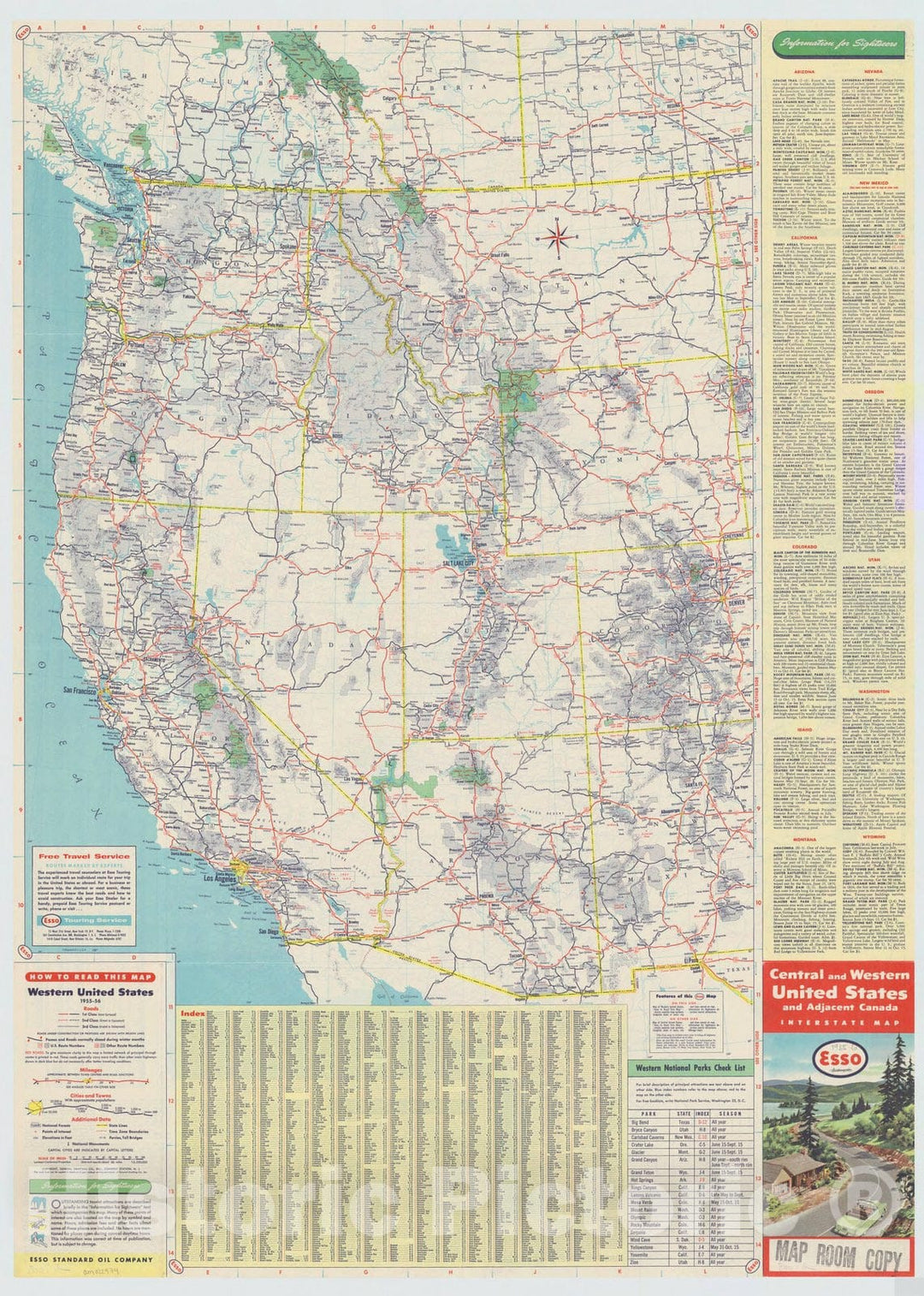 Map : United States 1955 1, Central and western United States and adja – Historic Pictoric for Free Printable Map Of Western United States