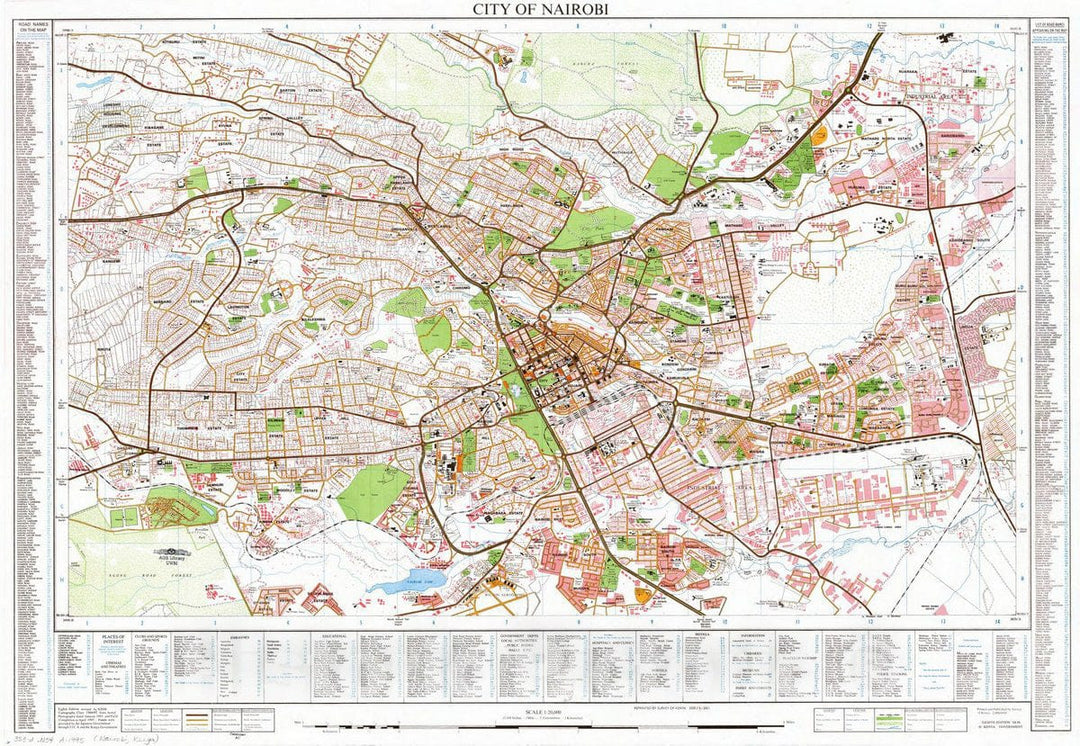 Map : Kenya 1995, City of Nairobi, Antique Vintage Reproduction