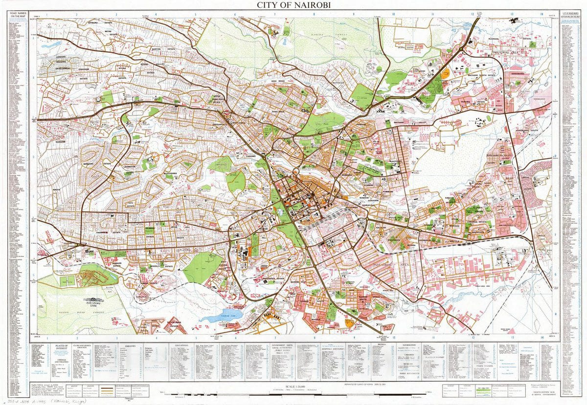 Map : Kenya 1995, City of Nairobi, Antique Vintage Reproduction