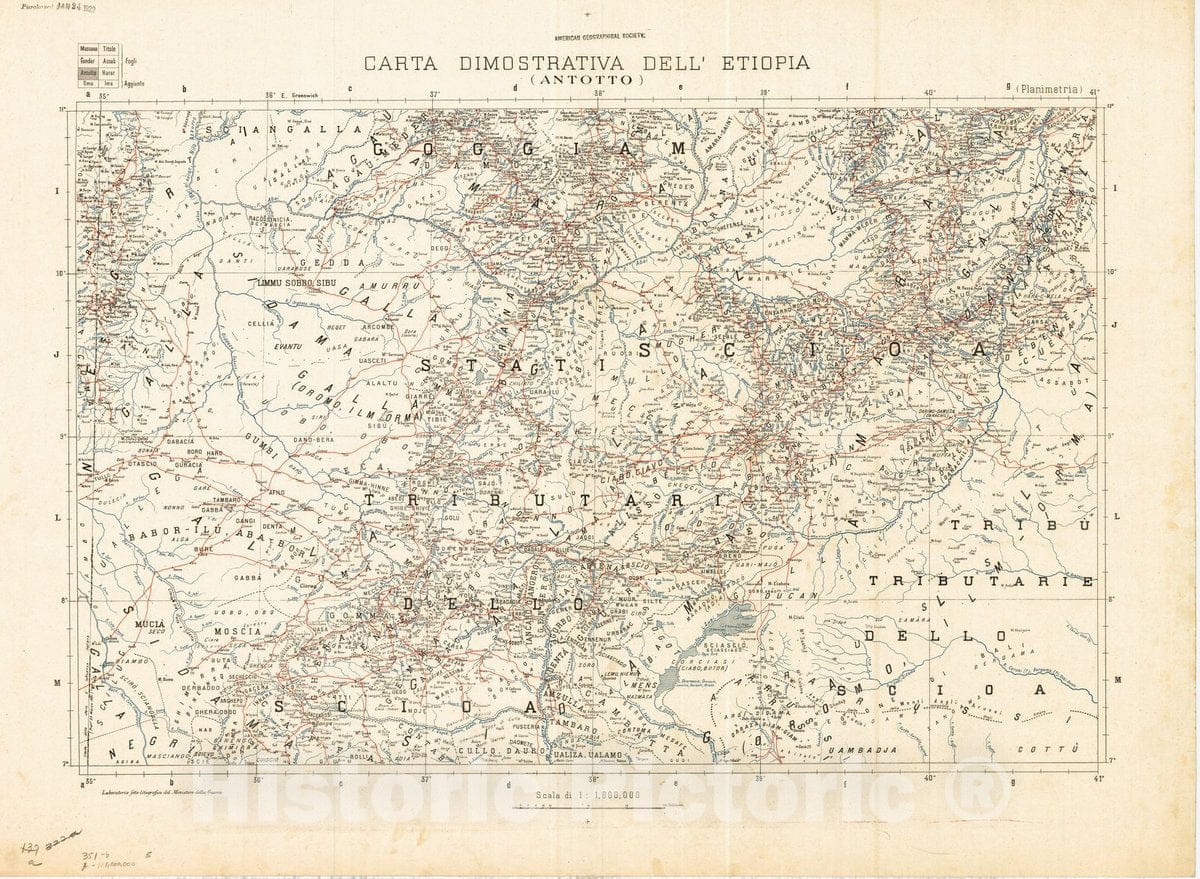 Map : Ethiopia 1894 12, Carta Dimostrativa dell'Etiopia (Antotto) , Antique Vintage Reproduction