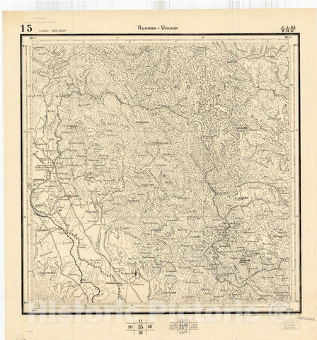 Map : Ruanda-Urundi, Africa 1948 11, Belgian Congo, Africa Ruanda-Urundi District scale 1:100,000 , Antique Vintage Reproduction