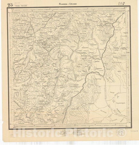 Map : Ruanda-Urundi, Africa 1948 18, Belgian Congo, Africa Ruanda-Urundi District scale 1:100,000 , Antique Vintage Reproduction