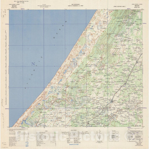 Map : Mekhe, Senegal 1942, Africa, Senegal 1:125000 Mekhe, Senegal Belt , Antique Vintage Reproduction