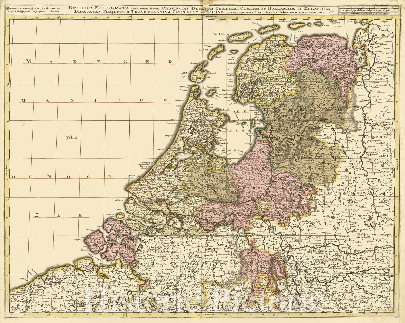 Map : Netherlands 1690, Antique Vintage Reproduction