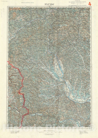 Map : Graz, Austria 1914, Generalkarte von Mitteleuropa, Antique Vintage Reproduction