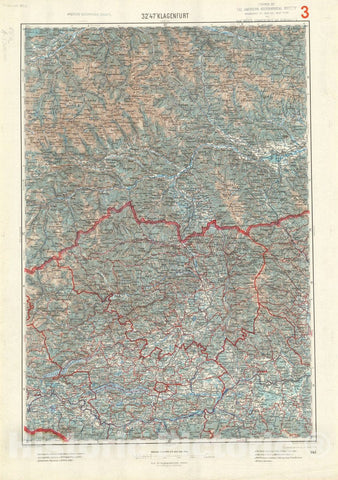 Map : Klagenfurt, Austria 1914 2, Generalkarte von Mitteleuropa, Antique Vintage Reproduction