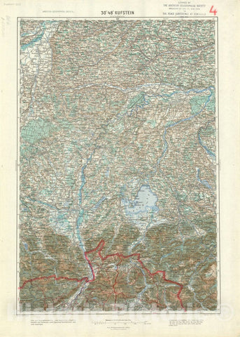 Map : Kufstein, Austria [1914?], Generalkarte von Mitteleuropa, Antique Vintage Reproduction