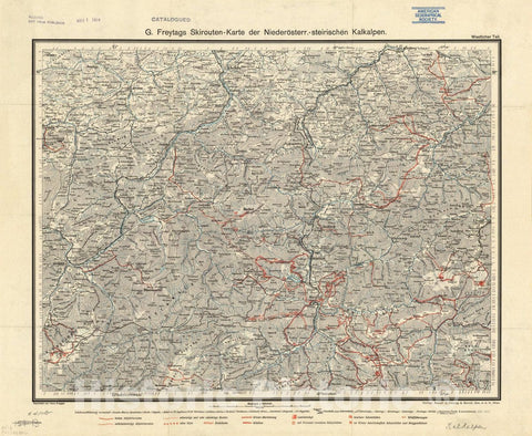 Map : Turnitz, Austria 1913, G. Freytags Skirouten-Karte der niederosterr-steirischen Kalkalpen Westlicher Teil, Antique Vintage Reproduction