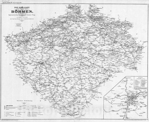Map : Austria and Switzerland 1913 6, Post-Kurs Karte von Oesterreich unter der Enns , Antique Vintage Reproduction