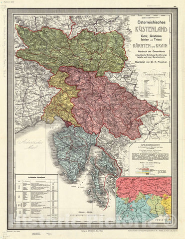 Map : Austria 1915, Antique Vintage Reproduction