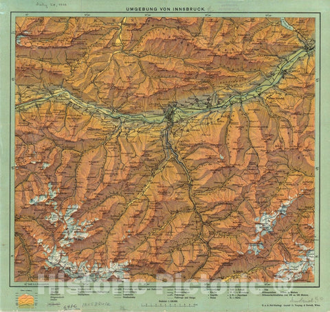 Map : Innsbruck, Austria 1910, Umgebung von Innsbruck , Antique Vintage Reproduction