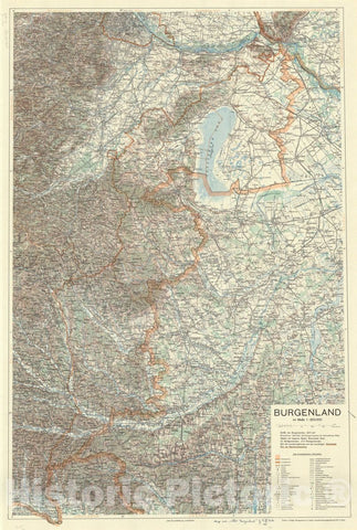 Map : Burgenland, Austria 1937, Burgenland im Masse 1:200.000 , Antique Vintage Reproduction